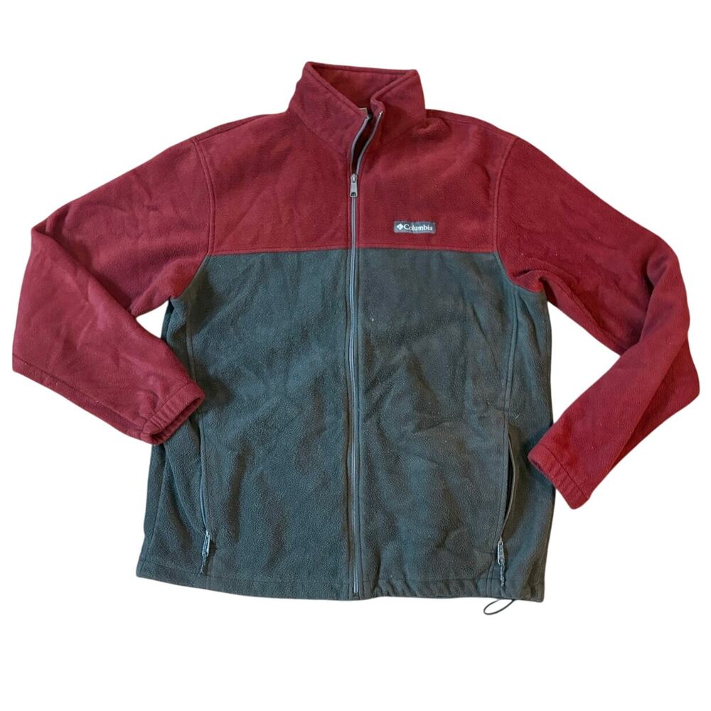 Men’s Large Red and Grey‎ Full Zip Fleece Jacket EUC